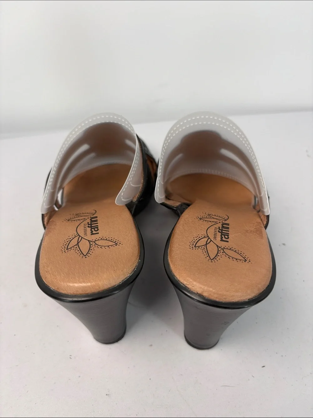 👟 Umberto Raffini Black Wedge Slide Sandals with Metallic Accents